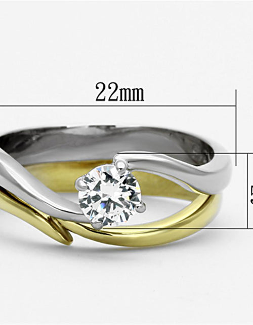 Load image into Gallery viewer, TK1092 - Two-Tone IP Gold (Ion Plating) Stainless Steel Ring with AAA