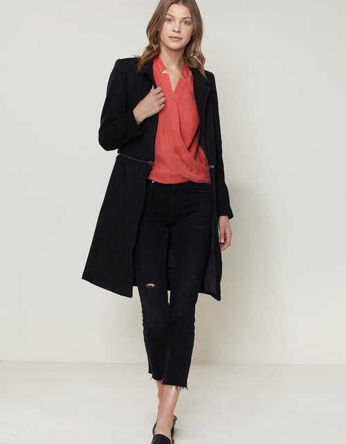 Load image into Gallery viewer, Women's Wool-blended Open Front Jacket In Black