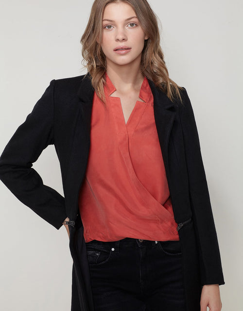 Load image into Gallery viewer, Women's Wool-blended Open Front Jacket In Black