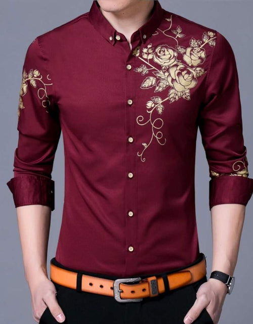 Load image into Gallery viewer, Mens Slim Fit Long Sleeve Floral Shirt