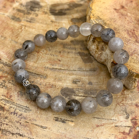 Black Tourmaline Quartz Stretch Bracelet! Natural Crystals & Handmade!