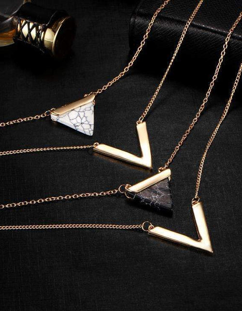 Load image into Gallery viewer, Marble Chevron Double Layer Necklace