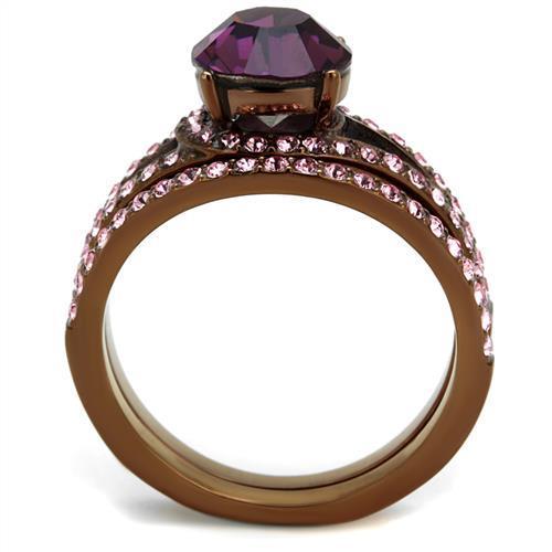 Load image into Gallery viewer, TK2745 - IP Coffee light Stainless Steel Ring with Top Grade Crystal
