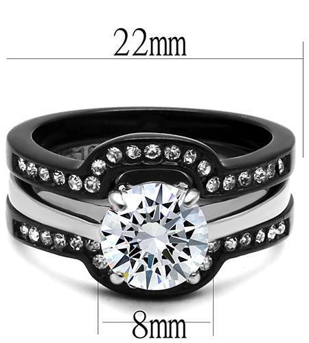 Women Stainless Steel Cubic Zirconia Rings TK3214