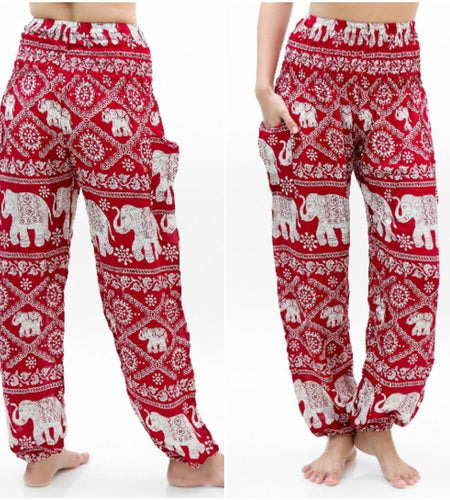 Burgundy ELEPHANT Pants Women Boho Pants Hippie Pants Yoga