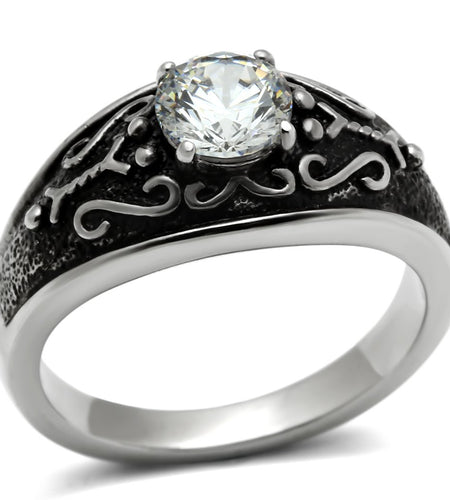 TK373 - High polished (no plating) Stainless Steel Ring with AAA Grade